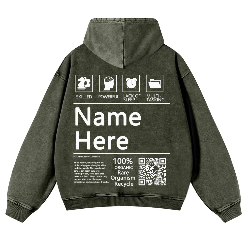 QR Code Customized Unisex Fit Washed Hoodie