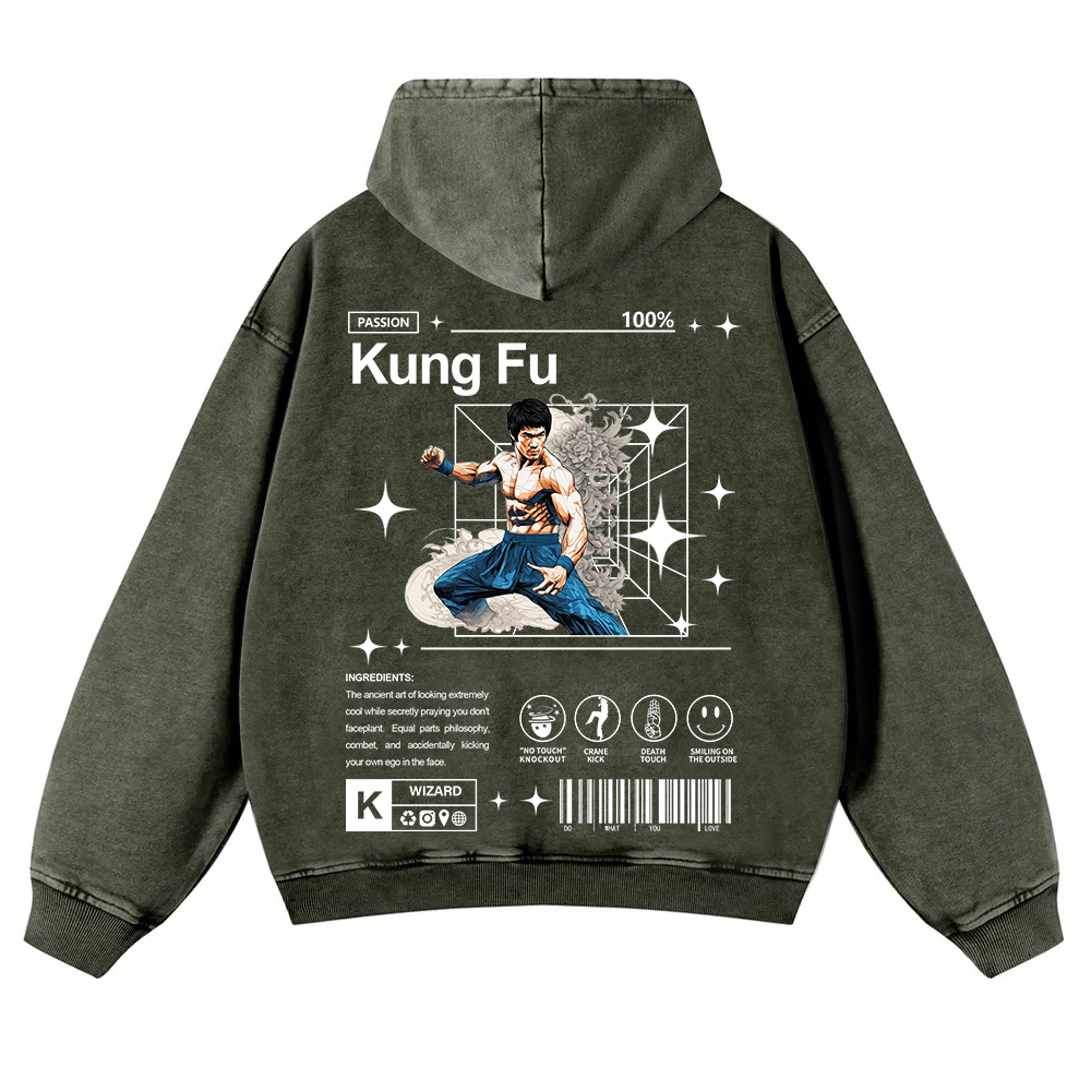 Kung Fu Washed Hoodie wearishow
