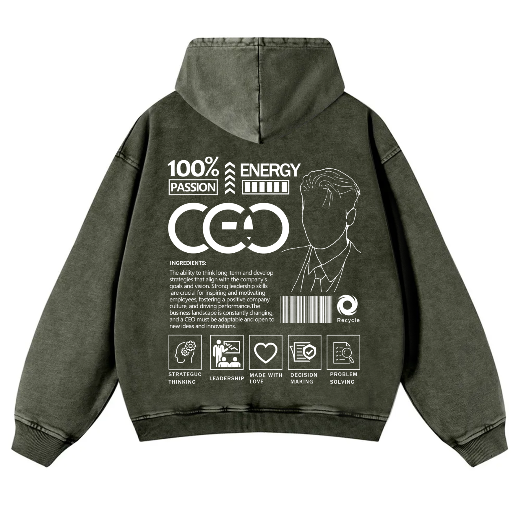 CEO  Unisex Fit Vintage Washed Hoodie