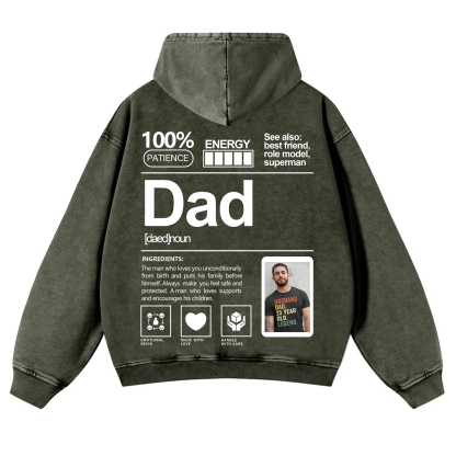 Addcustom Photo Dad Vintage Washed Hoodie
