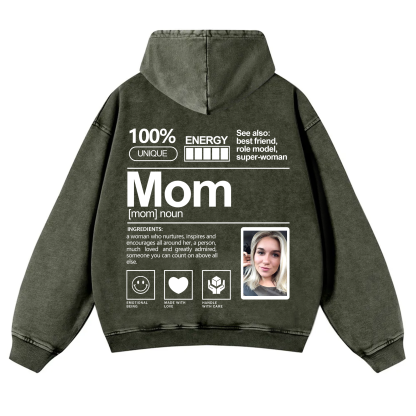 Addcustom Photo Mom Vintage Washed Hoodie