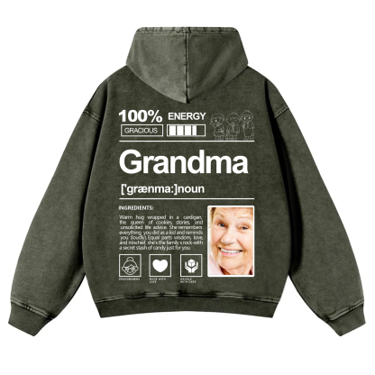 Addcustom Photo Grandma Vintage Washed Hoodie