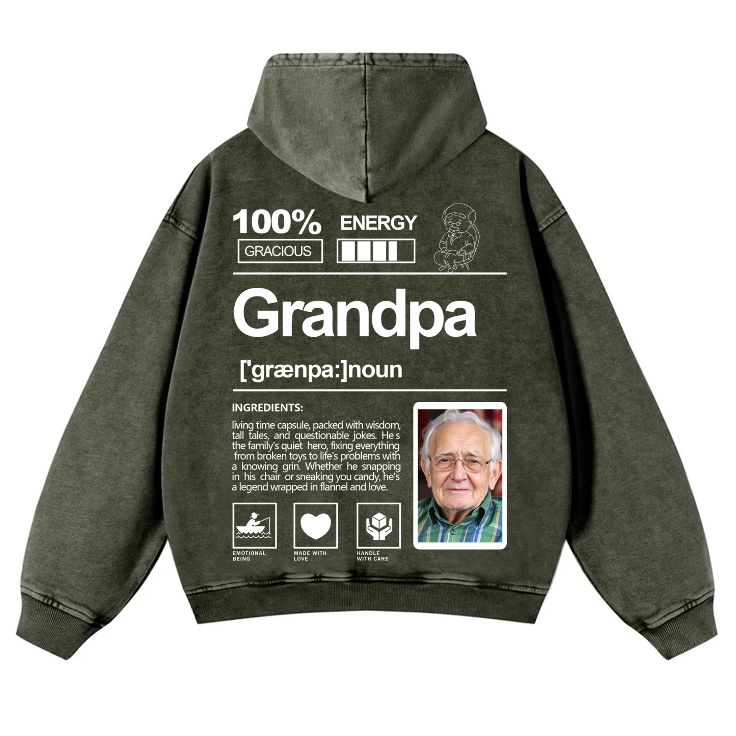 Addcustom Photo family Vintage Washed Hoodie