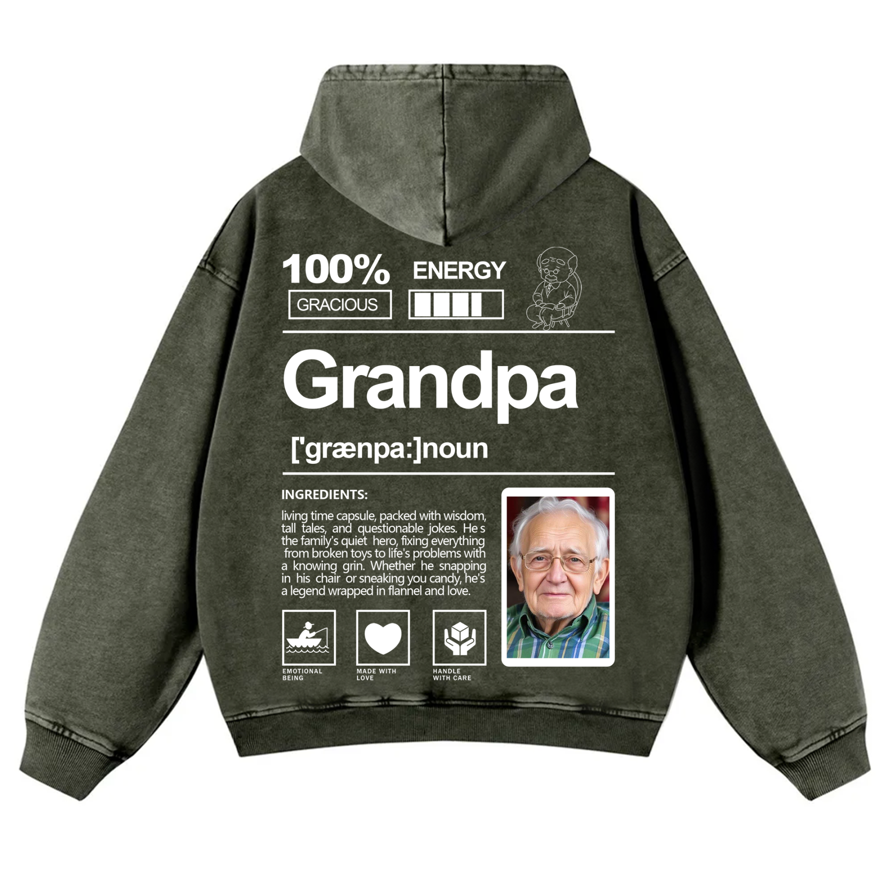 Addcustom Photo family Vintage Washed Hoodie