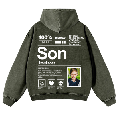Addcustom Photo Son Vintage Washed Hoodie