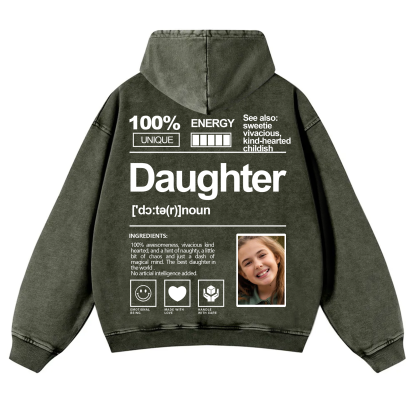Addcustom Photo Daughter Vintage Washed Hoodie