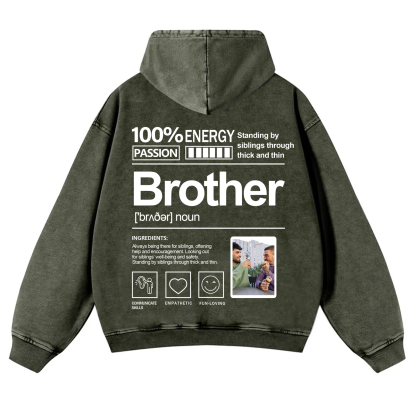 Addcustom Photo Brother Vintage Washed Hoodie