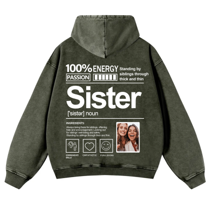Addcustom Photo Sister Vintage Washed Hoodie
