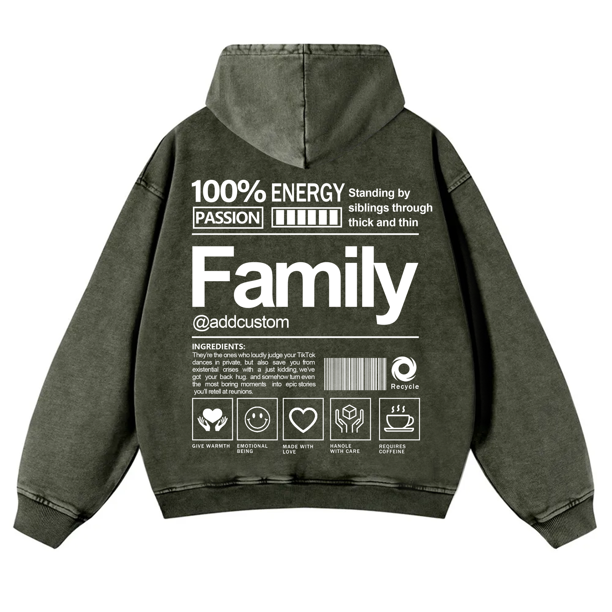 Family Addcustom  Vintage Washed Hoodie