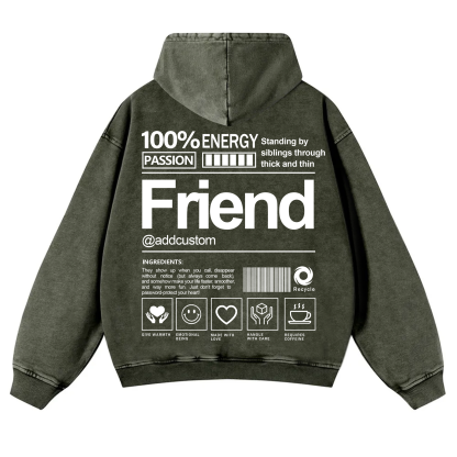 Friend Addcustom  Vintage Washed Hoodie