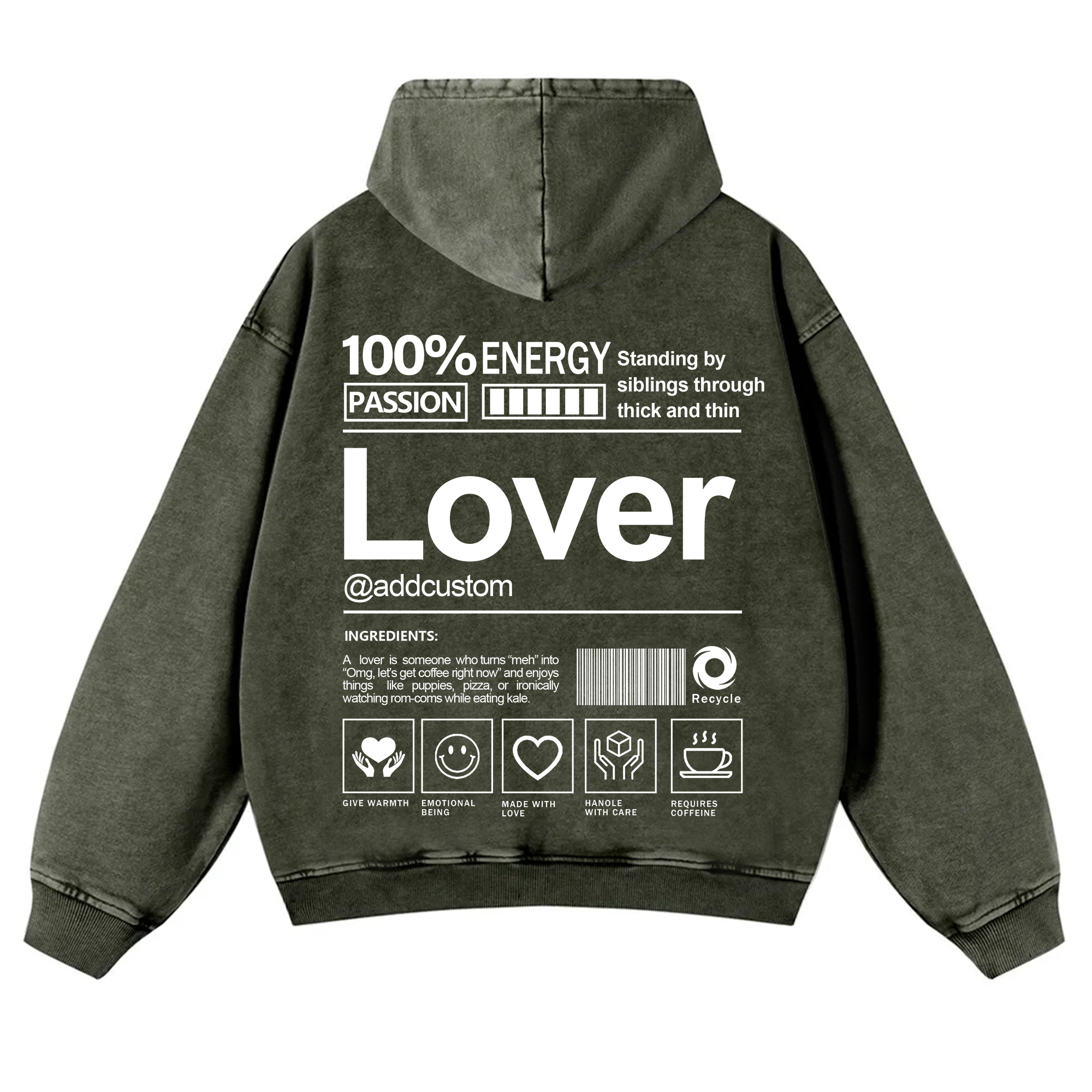 Lover Addcustom  Vintage Washed Hoodie