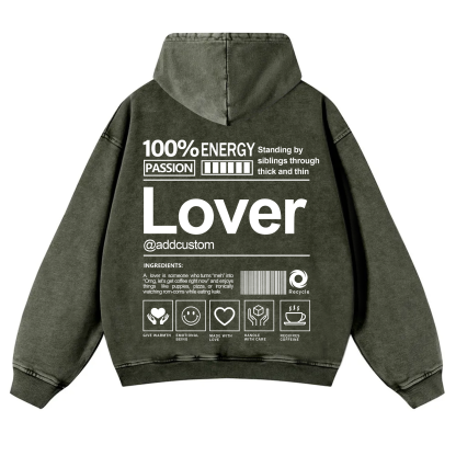 Lover Addcustom  Vintage Washed Hoodie