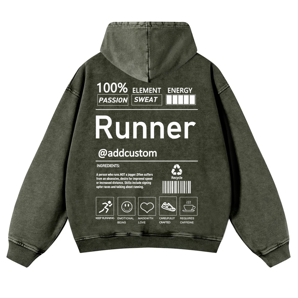 Addcustom Runner Casual Washed Hoodie