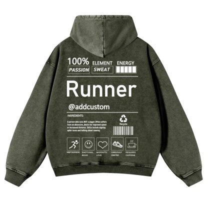 Addcustom Runner Casual Washed Hoodie