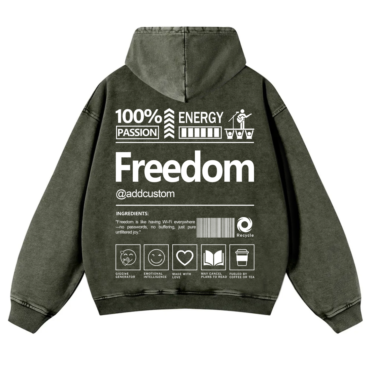 Freedom Addcustom  Vintage Washed Hoodie