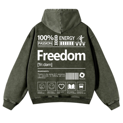 Freedom Unisex Fit Vintage Washed Hoodie