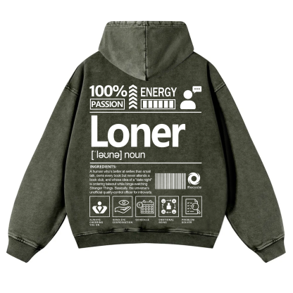 Loner Unisex Fit Vintage Washed Hoodie