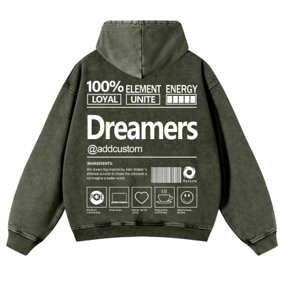 Dreamers Addcustom Unisex Fit Vintage Washed Hoodie