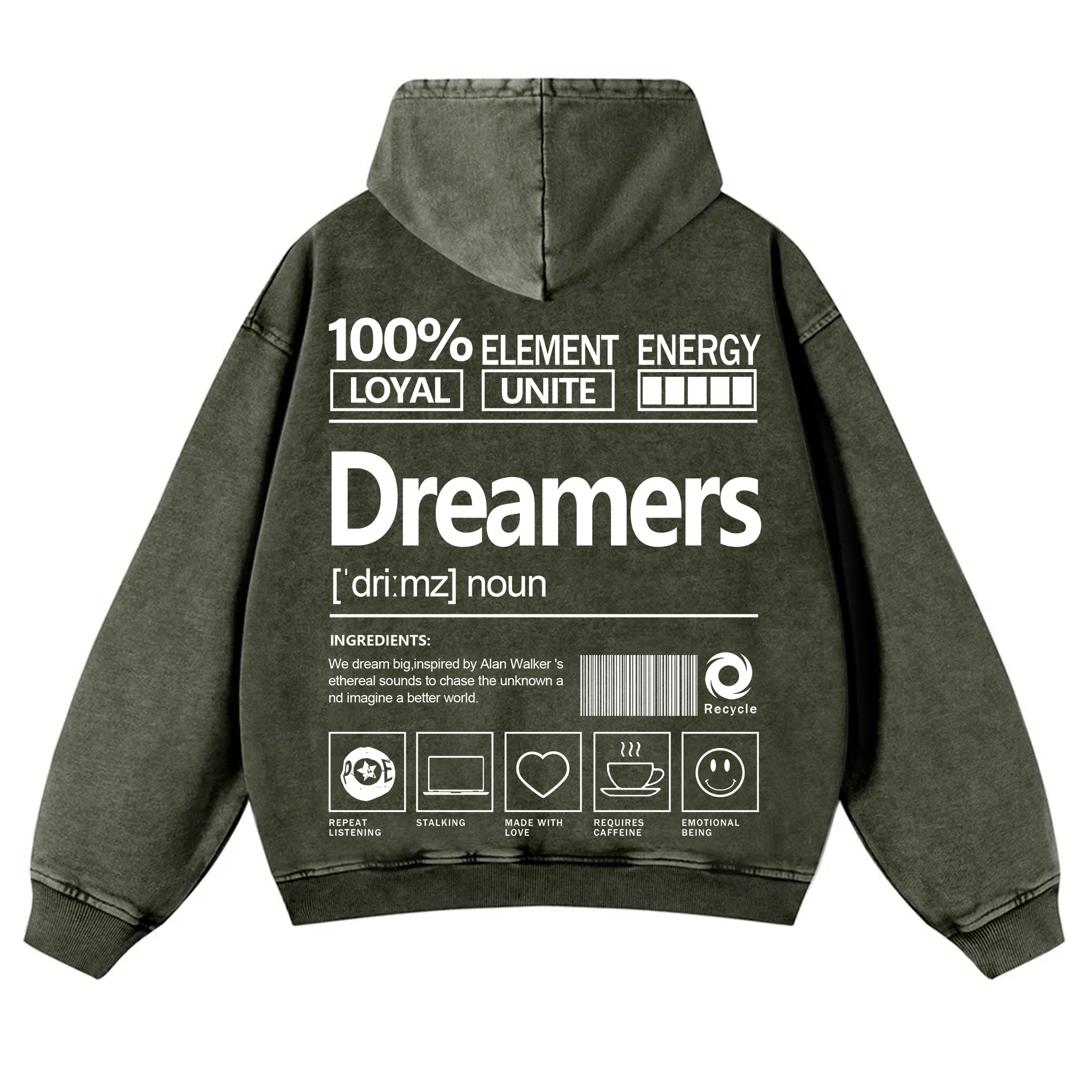 Dreamers Unisex Fit Vintage Washed Hoodie