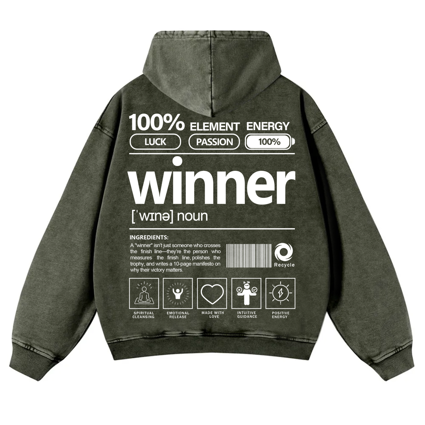 Winner Unisex Fit Vintage Washed Hoodie