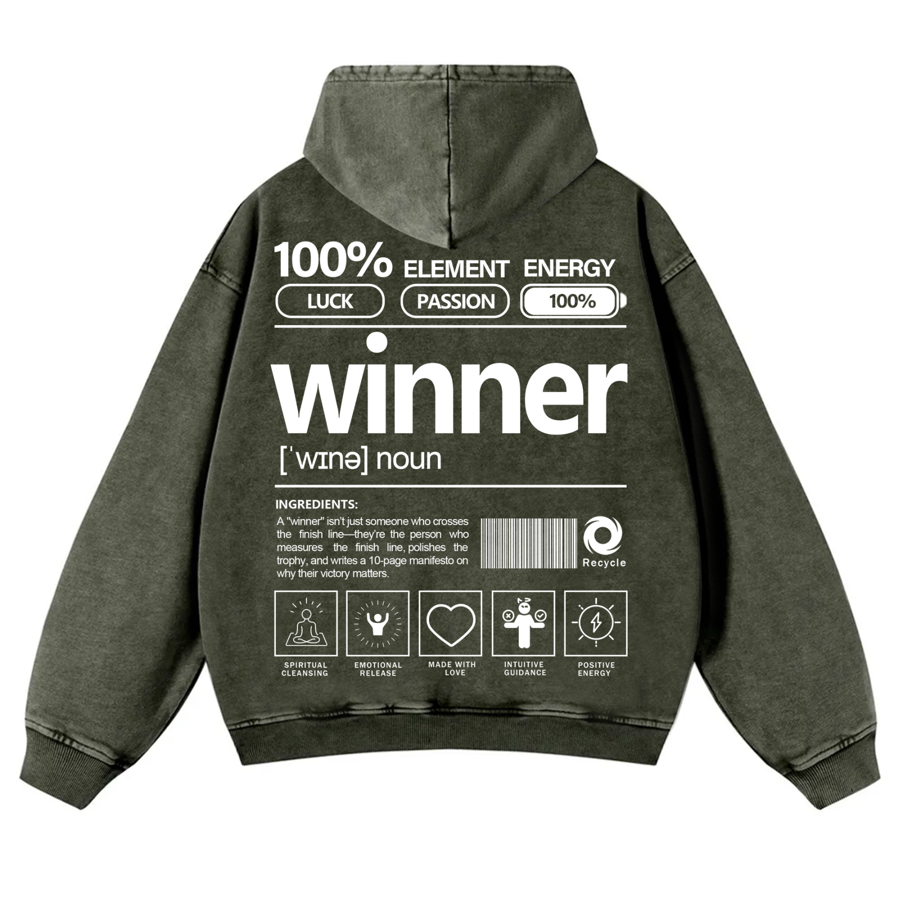 Winner Unisex Fit Vintage Washed Hoodie
