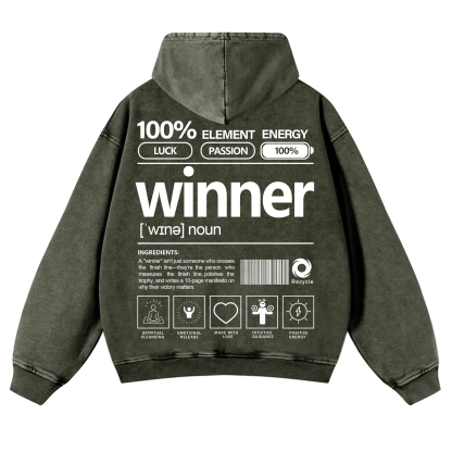 Winner Unisex Fit Vintage Washed Hoodie