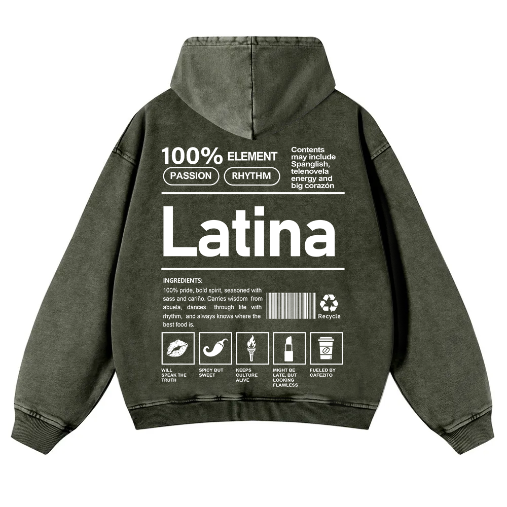 Latina Unisex Fit  Washed Hoodie wearishow