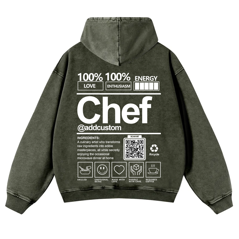 Chef Addcustom QR Code Unisex Fit Vintage Washed Hoodie