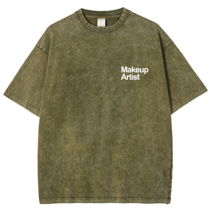 Wearishow Makeup Artist Addcustom QR Code Unisex Fit Washed T-Shirt
