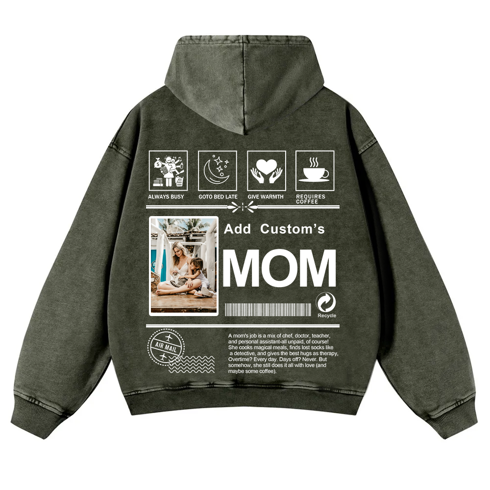 MOM Custom Casual Washed Hoodie wearishow