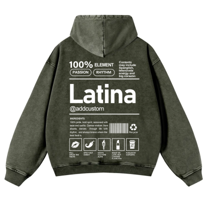 Latina Addcustom Unisex Fit  Washed Hoodie wearishow