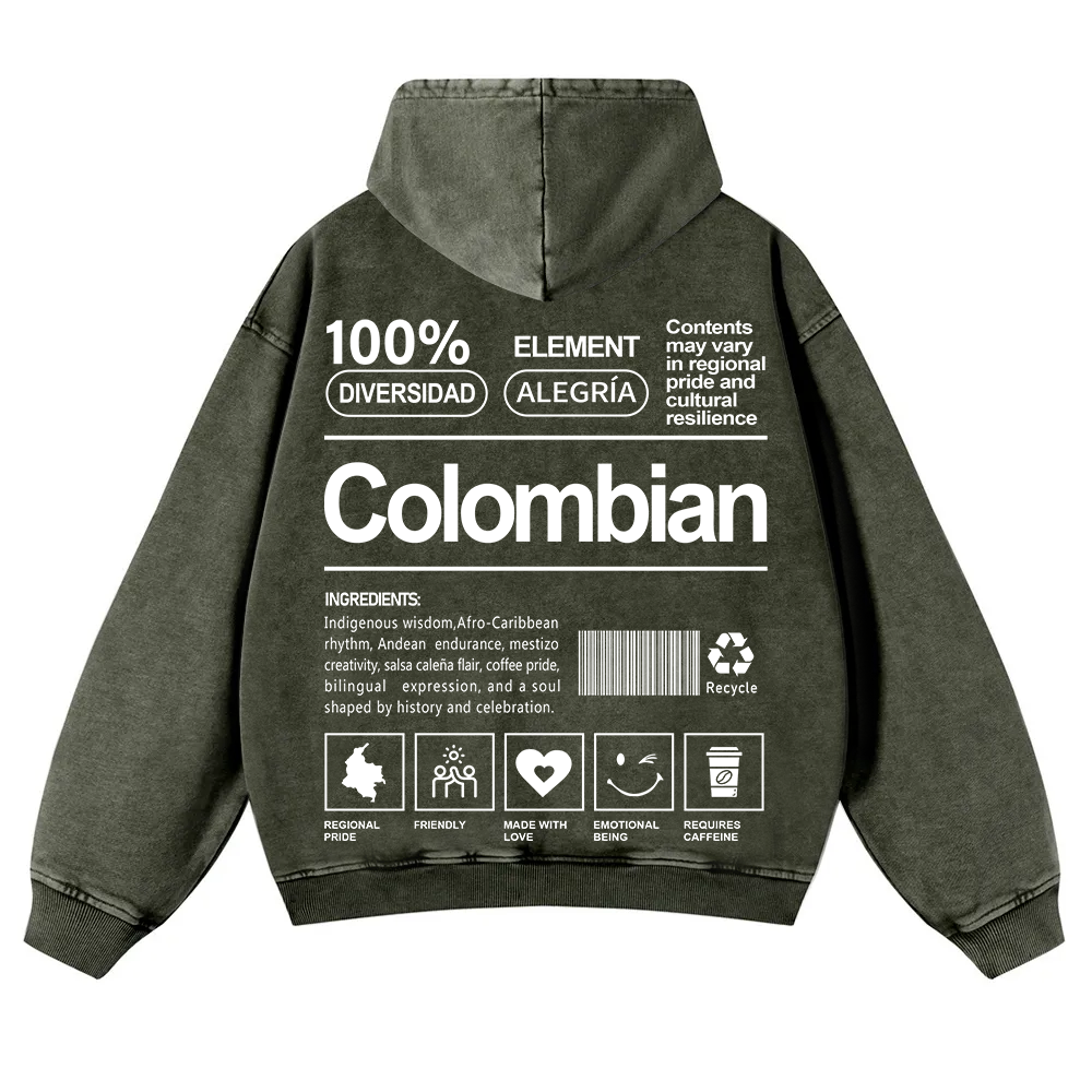 Colombian Unisex Fit  Washed Hoodie wearishow