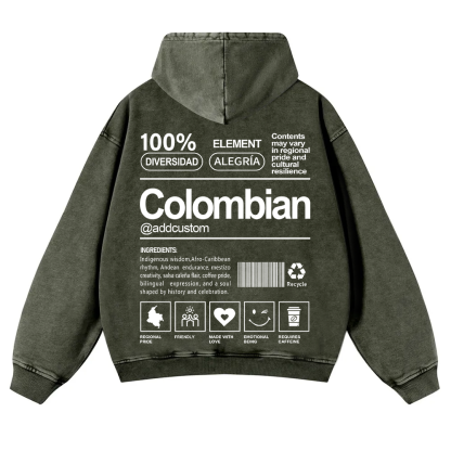 Colombian Addcustom Unisex Fit  Washed Hoodie wearishow