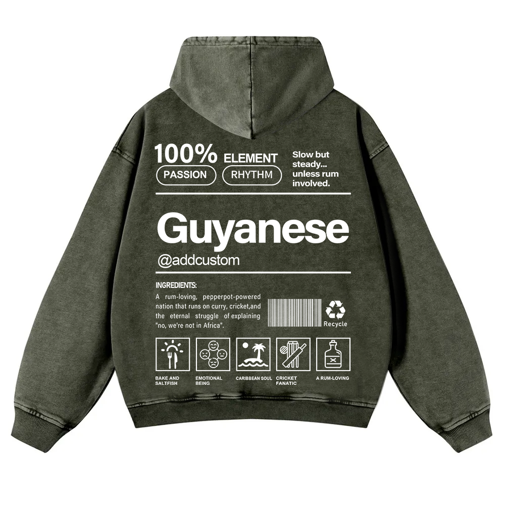 Guyanese Addcustom Unisex Fit  Washed Hoodie wearishow