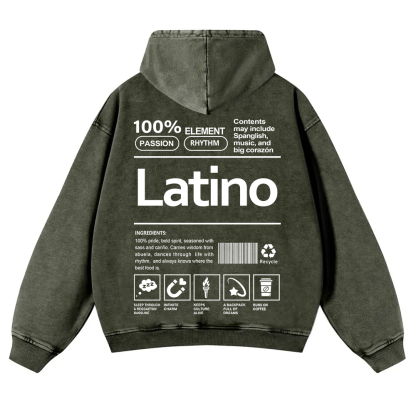 Latino Unisex Fit  Washed Hoodie wearishow
