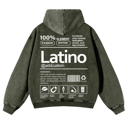 Latino Addcustom Unisex Fit  Washed Hoodie wearishow