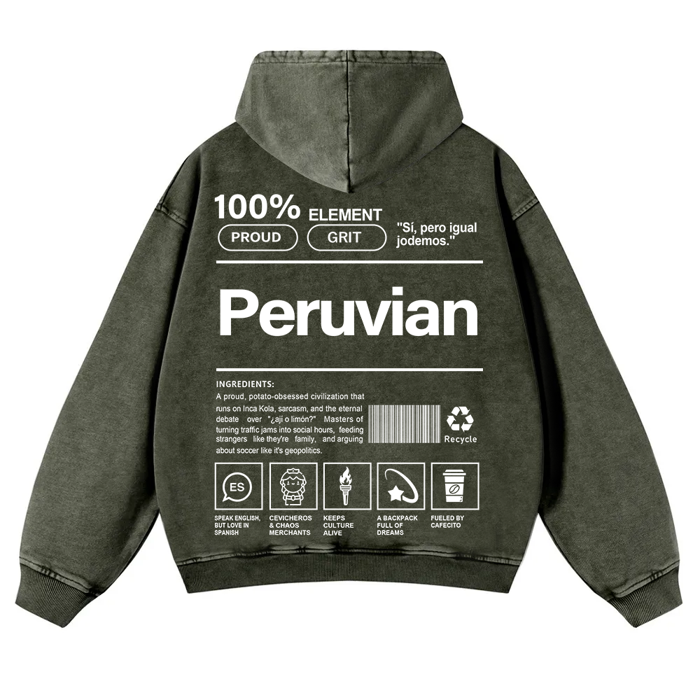 Peruvian Unisex Fit  Washed Hoodie wearishow