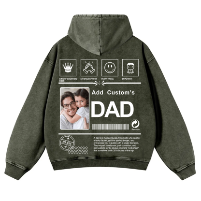 DAD Custom Casual Washed Hoodie wearishow