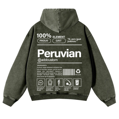Peruvian Addcustom Unisex Fit  Washed Hoodie wearishow