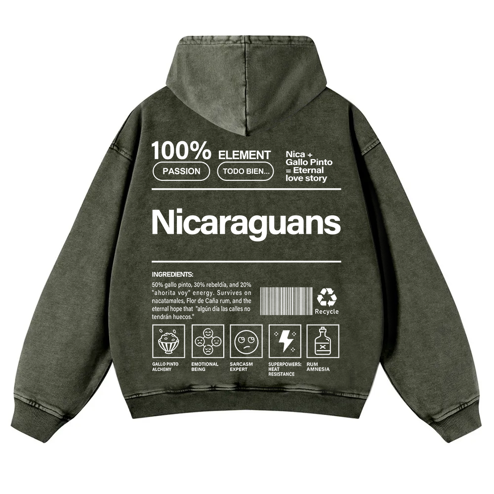 Nicaraguans Unisex Fit  Washed Hoodie wearishow