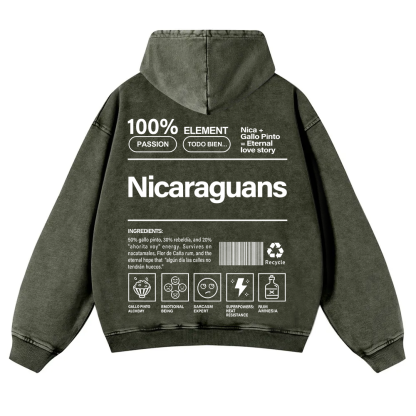 Nicaraguans Unisex Fit  Washed Hoodie wearishow