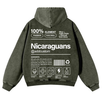 Nicaraguans Addcustom Unisex Fit  Washed Hoodie wearishow