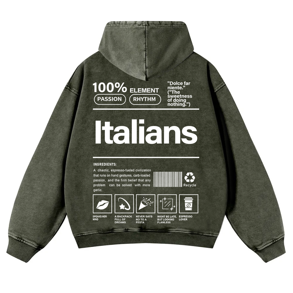 Italians Unisex Fit  Washed Hoodie wearishow