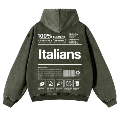 Italians Unisex Fit  Washed Hoodie wearishow
