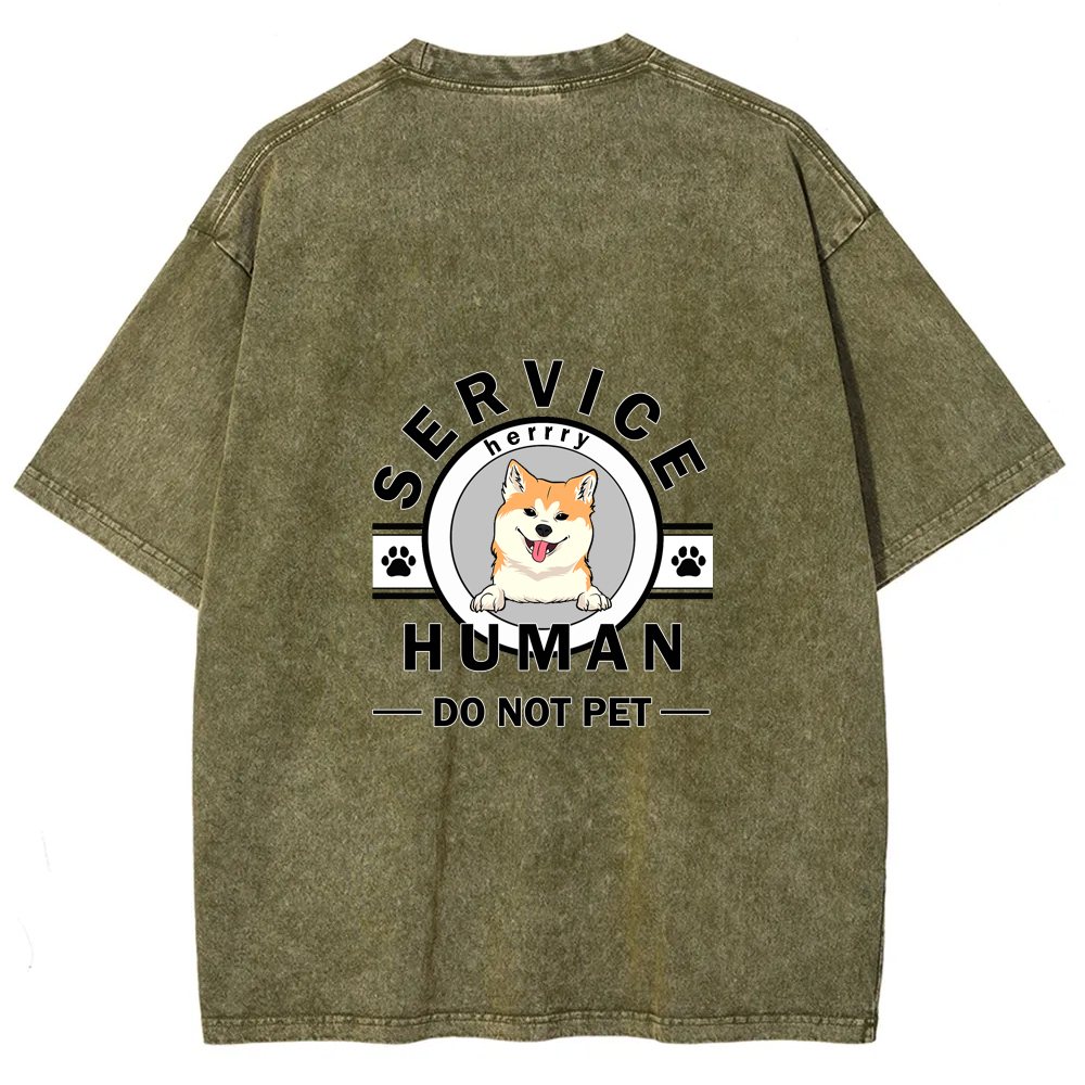 Wearishow Service Human, Do Not Pet - Personalized Custom WashedT-shirt