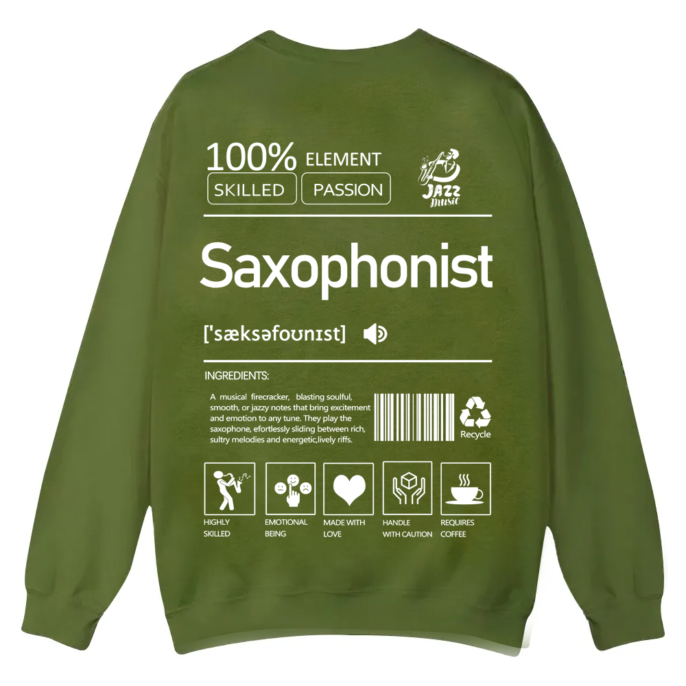 Saxophonist Unisex  Casual Crewneck Sweatshirt wearishow