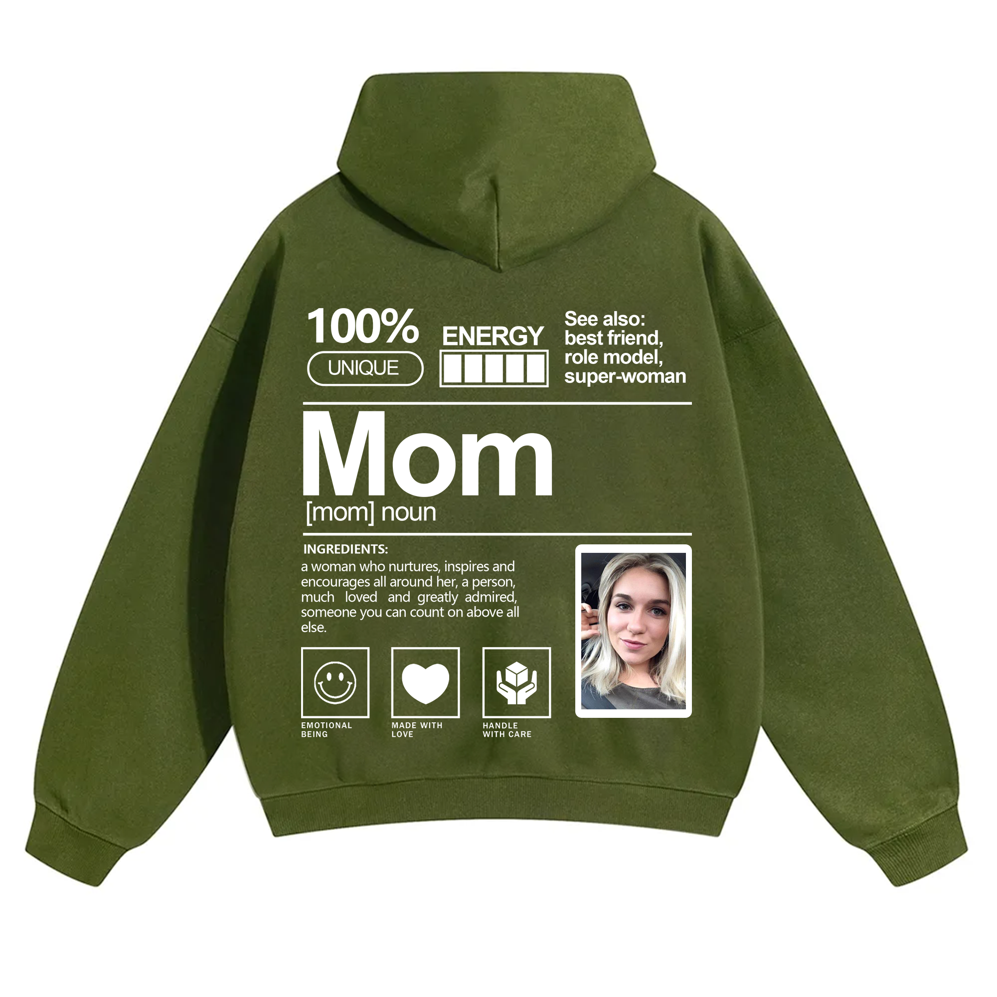 Addcustom Photo Mom Solid Color Hoodie