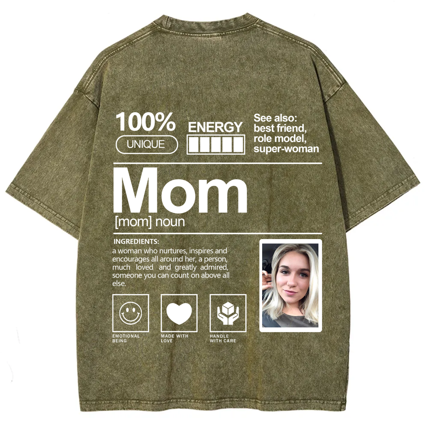 Addcustom Photo Mom Washed T-Shirt