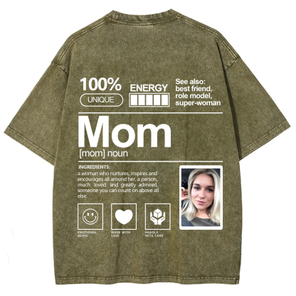 Addcustom Photo Mom Washed T-Shirt