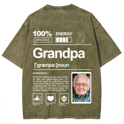 Addcustom Photo Grandpa Washed T-Shirt